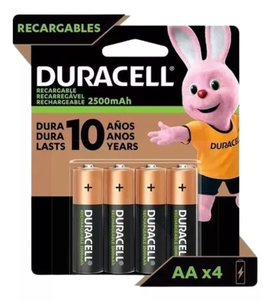 Pack 4 Pilas Recargables Aa Duracell De 2500 Mah 1.2v