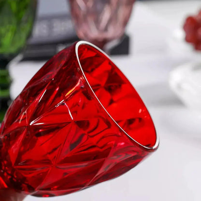 Set 24 Copas Color Rojo Cristal Vidrio Labrado 245 Ml - Vittori