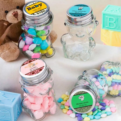 12p Frasco Vidrio Osito Dulcero Regalo Bautizo Recuerdo