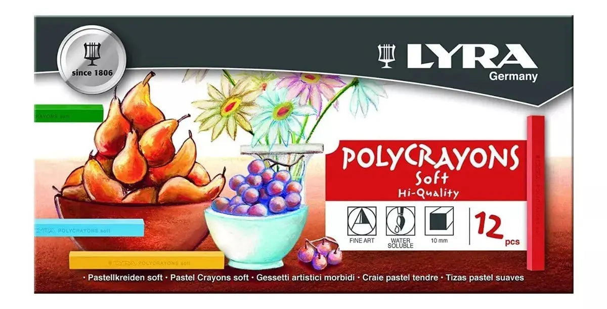 LYRA Polycrayons Soft Pastel Crayons, Set of 12 Crayons, Assorted Colors (5651120) - lyra - detalle