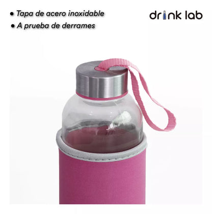 Botella Vidrio Funda Neopreno Agua Sport 600 Ml Resistente