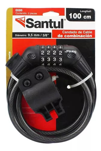 Candado Cable Santul Combinación Acero Uso Rudo 1m Largo