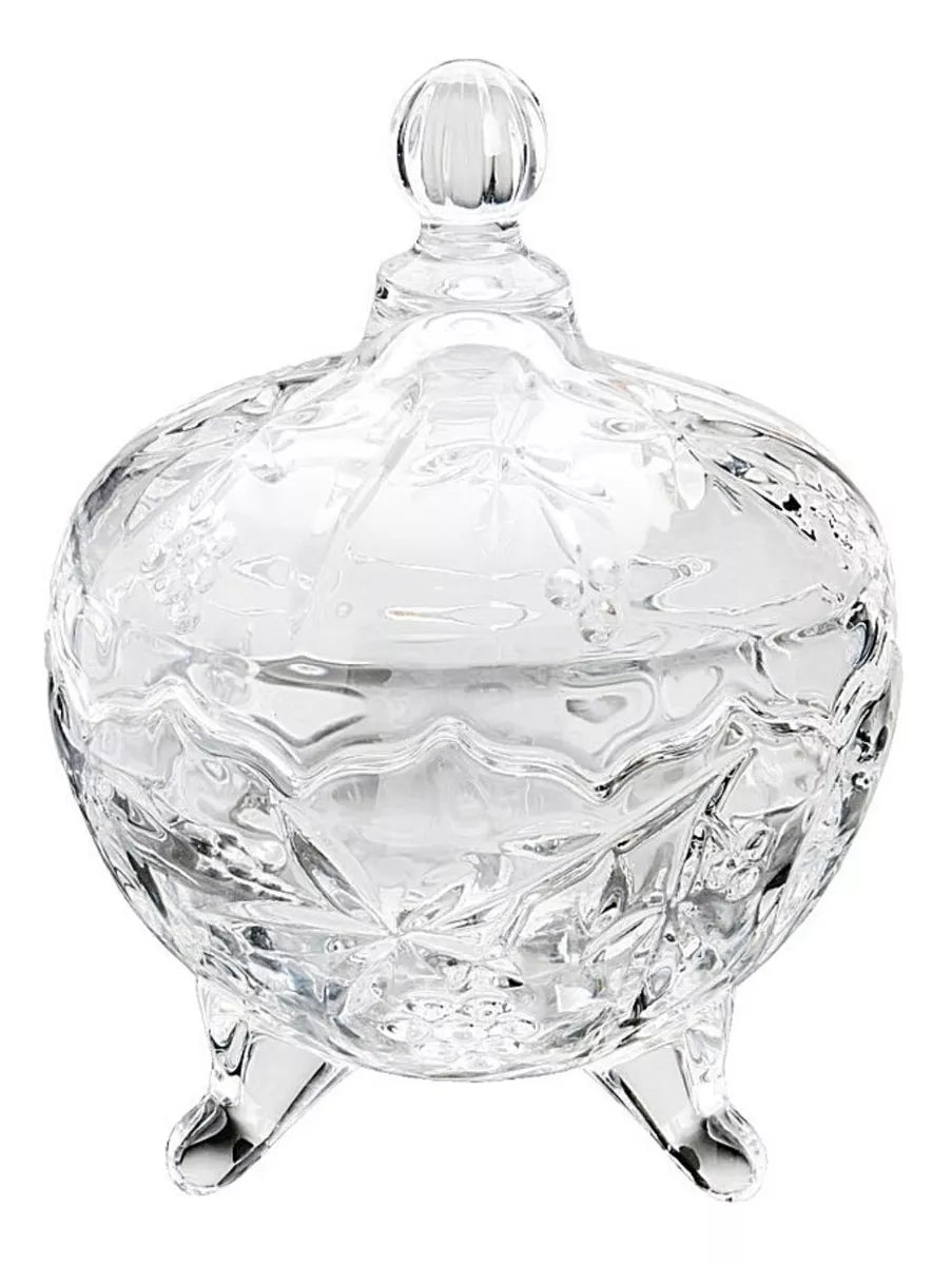 Bombonera Dulcero Vidrio Tapa Patas Vintage Regalo Cristal