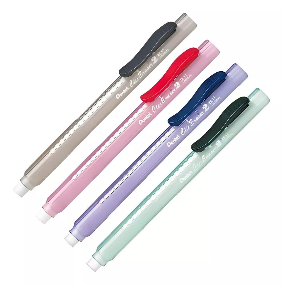 4 Borrador Goma Tipo Lapiz Pentel Clic Eraser 2 Dif Colores