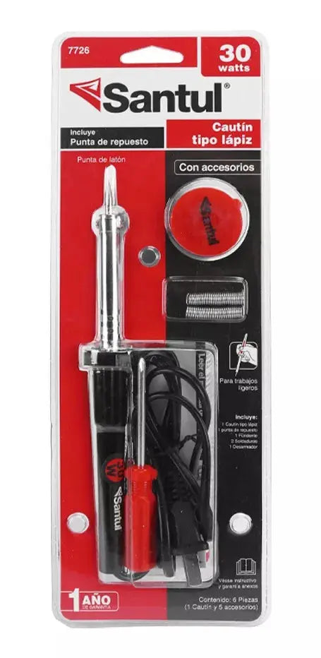 Santul 7726 Cautín Tipo Lápiz, 30W, con accesorios - Santul - vista trasera