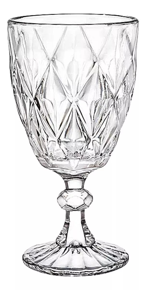 6 Copas Vidrio Labrado Cristal Libia Vino Tinto Blanco