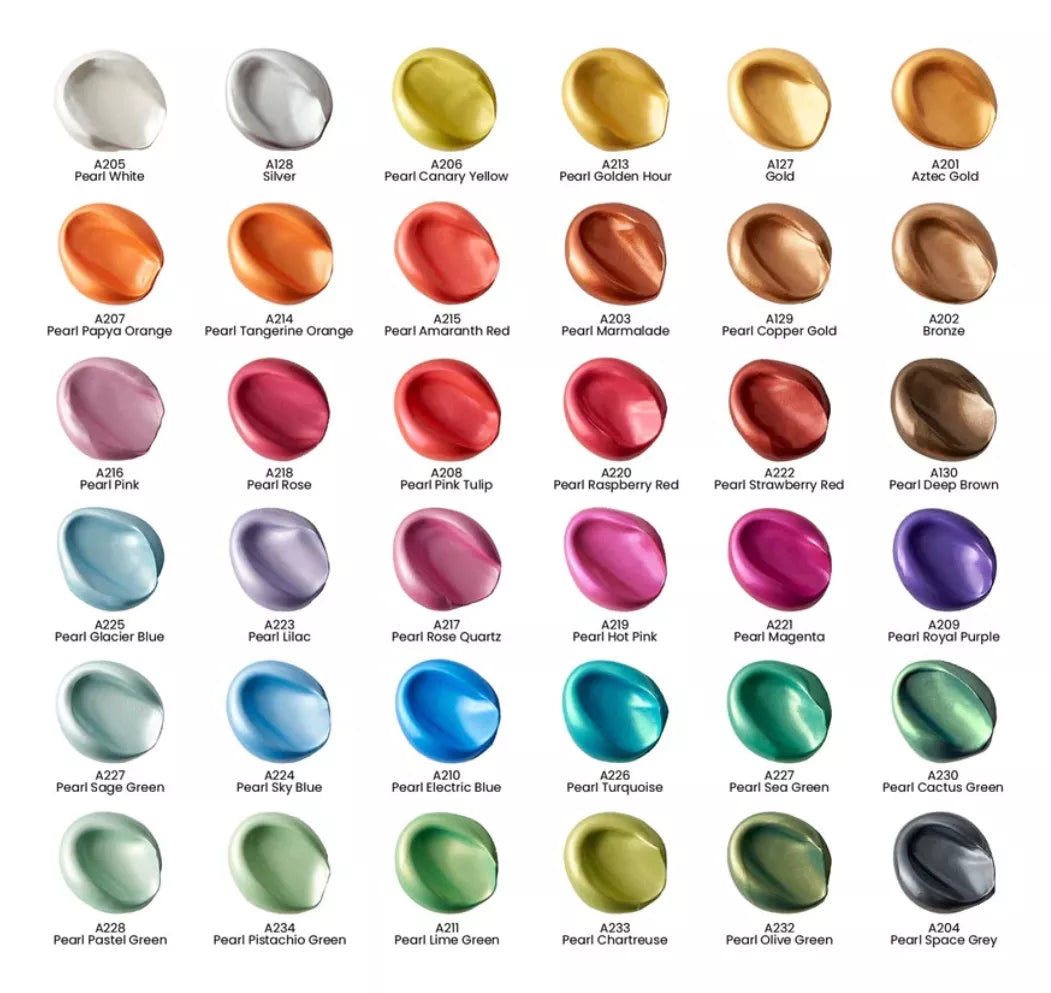 36 Tubos 22 Ml Pintura Acrilica Arteza Colores Metalicos