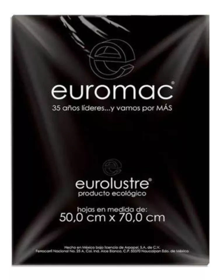 25 Hojas Papel Lustre Lustrina Euromac 50cm X 70cm Colores