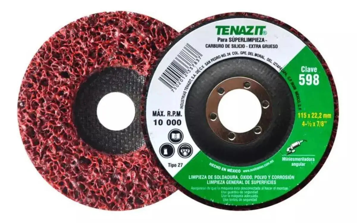 Rueda Fibra 598 Tenazit 4 1/2'' Super Limpieza Soldadura - Marchante MX