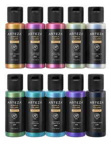 Set De 10 Botes De Pintura Acrilica Arteza 60ml C/u