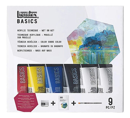 Set 6 Pinturas Acrilicas Liquitex Básico + Medio + Pincel - Marchante MX