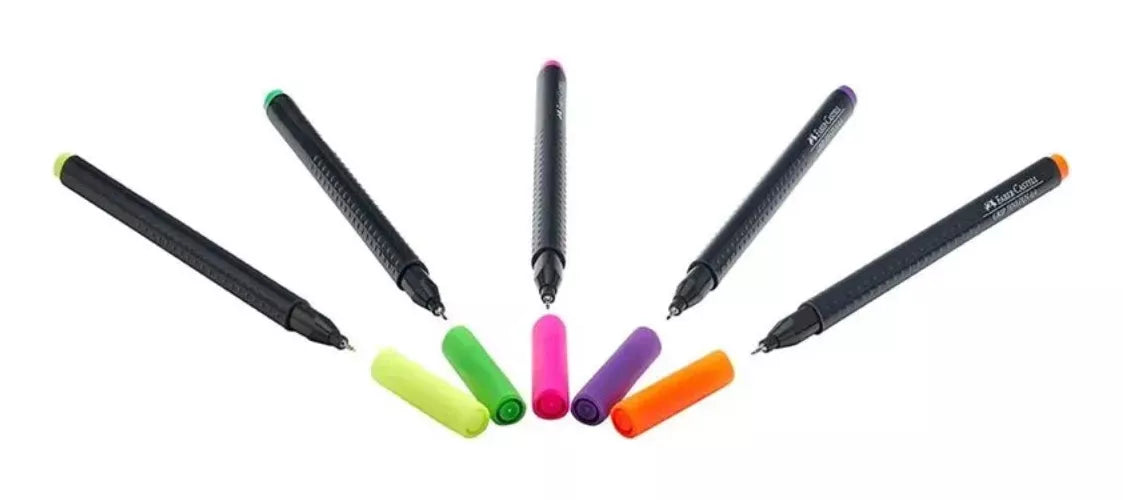 5 Rotuladores Faber Castell Neon Grip Finepen Punta Fina