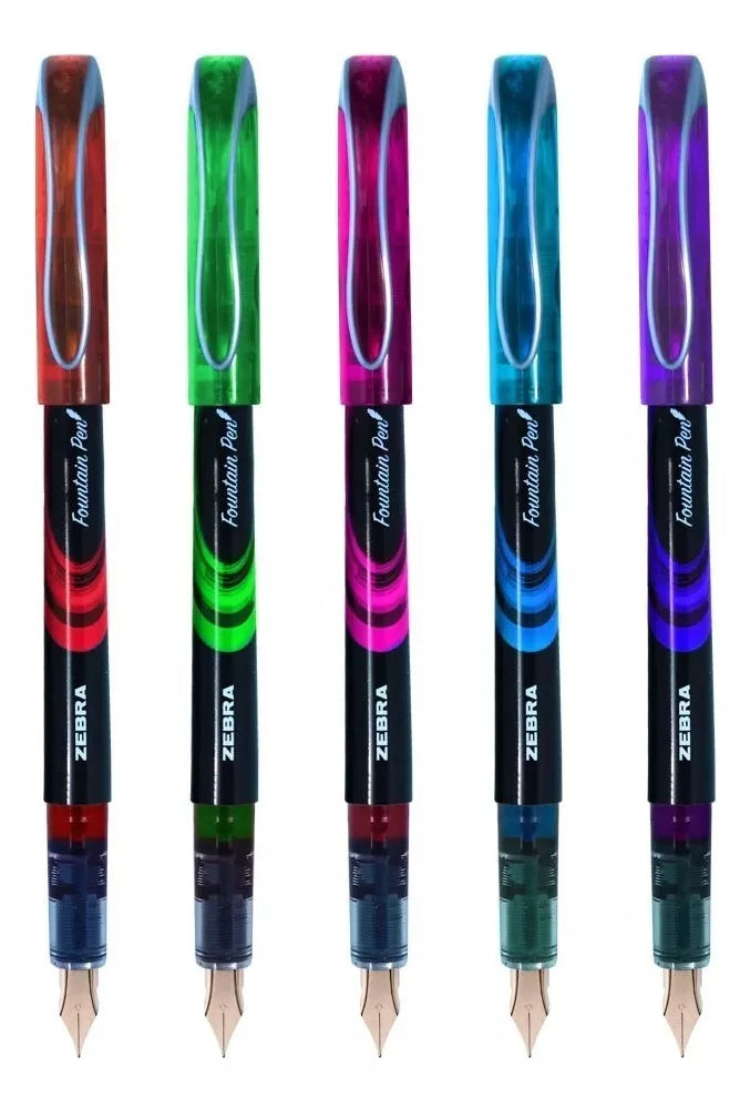 Pluma Fuente De Colores Z Fountain Pen 5 Piezas Zebra. Exterior Multicolor