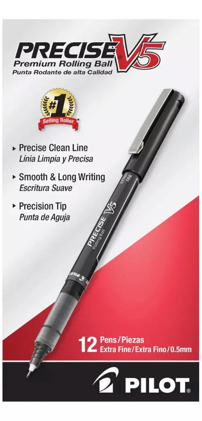 12 Plumas Pilot Boligrafo Precise V5 Tinta Liquida Extrafino Color a Elegir - Marchante MX