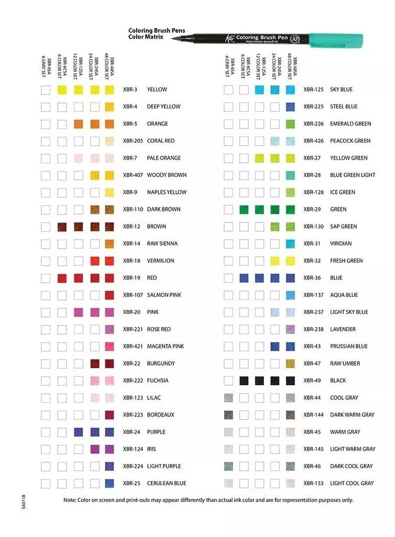 Marcadores Pincel Flexible Sakura Koi 24 Piezas Acuarelable Brush