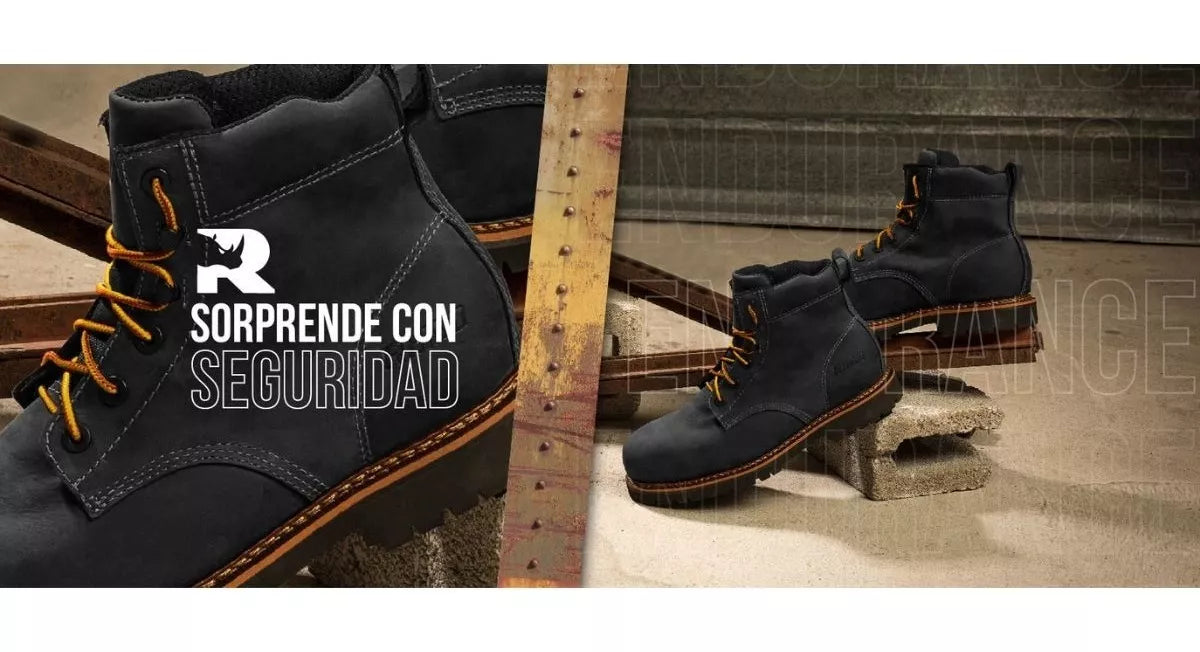 Bota Piel Trabajo Industrial Rhino Negra Dieléctrica Puntera