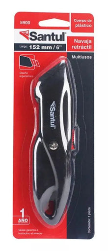 Navaja Retráctil Santul Multiuso Plástico 152mm Negro 5900 - Marchante MX