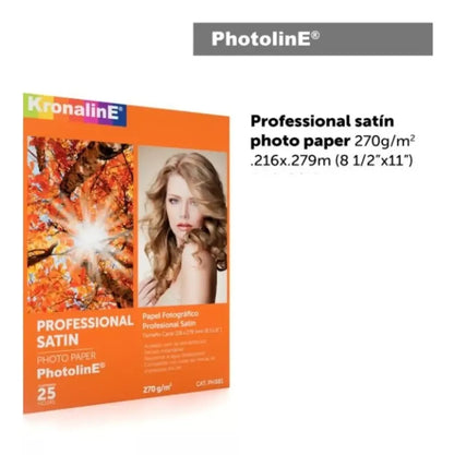 25 Hojas Papel Fotográfico Satinado Carta Kronaline Ph381