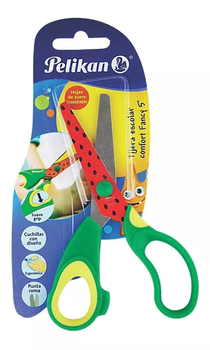 Tijera Escolar Ergonómica Confort Fancy 5 Pelikan Punta Roma - Marchante MX