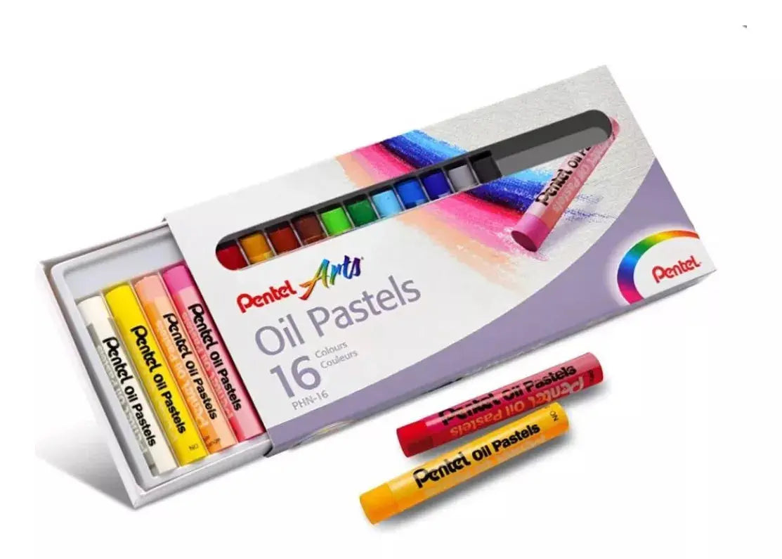 16 Pasteles Gises Tizas Aceite Pentel Arts Redondos Colores - Polvos Holi - contenido