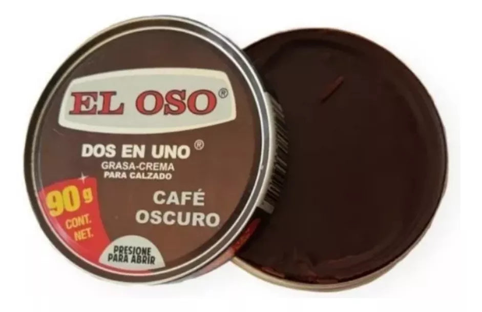 Grasa Crema Calzado El Oso Dos En Uno Color Café Oscuro 90g