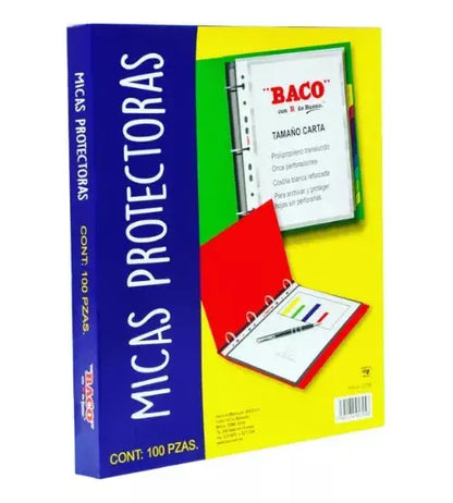 100 Protectores Hoja Carpeta Tamaño Carta Baco Economica - BACO - detalle