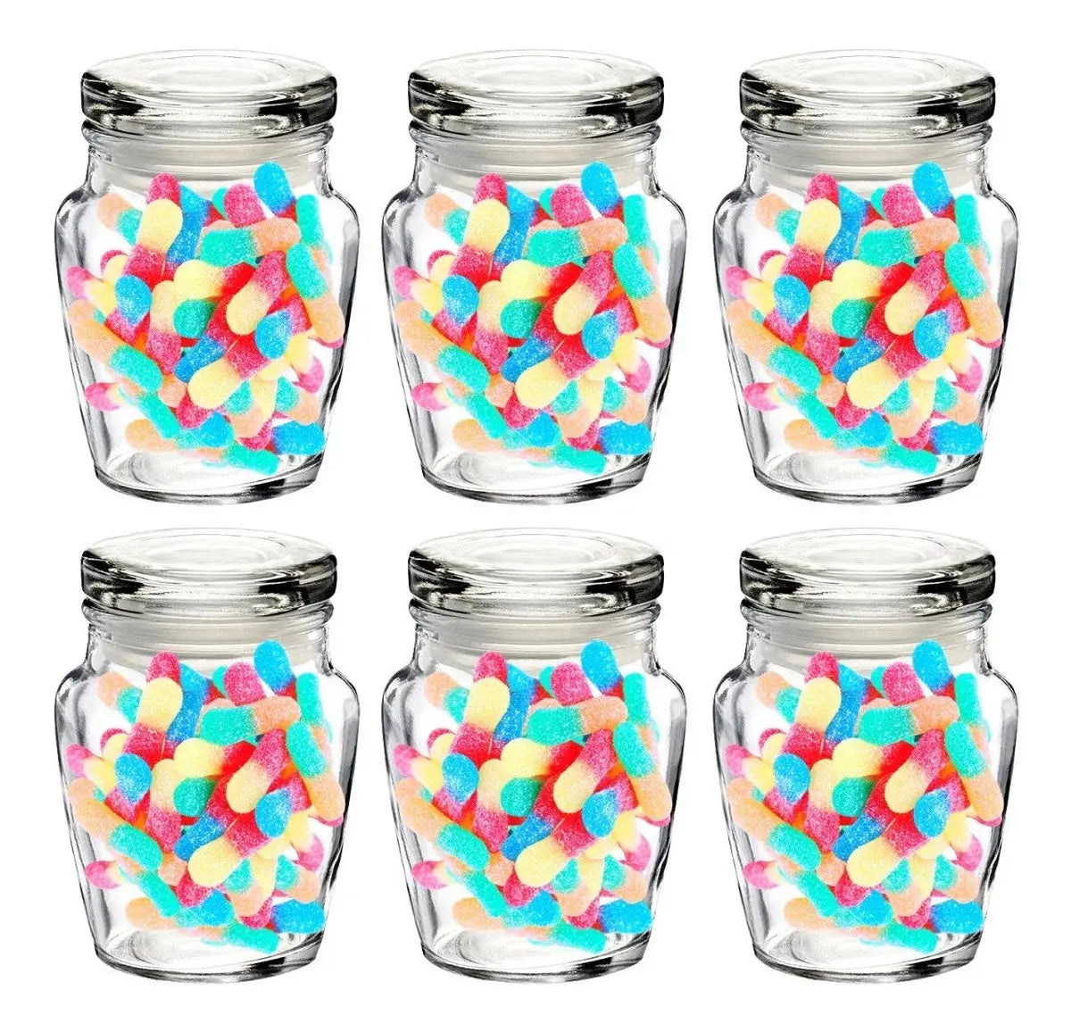 Set 6 Brocalito Vidrio Envase Redondo Regalo Dulcero 200ml - Vittori - vista trasera