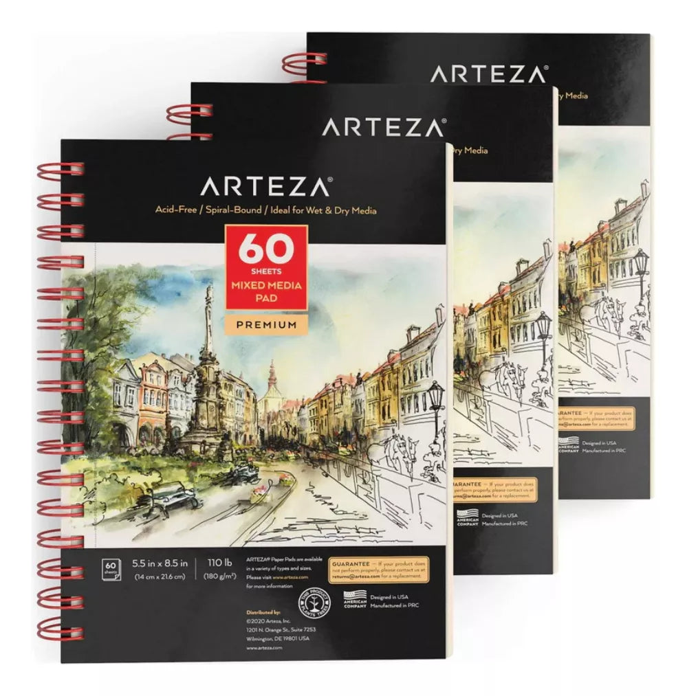 Pack 3 Libretas Mixta 60 Hojas 5.5 X 8.5 Pulgadas Arteza