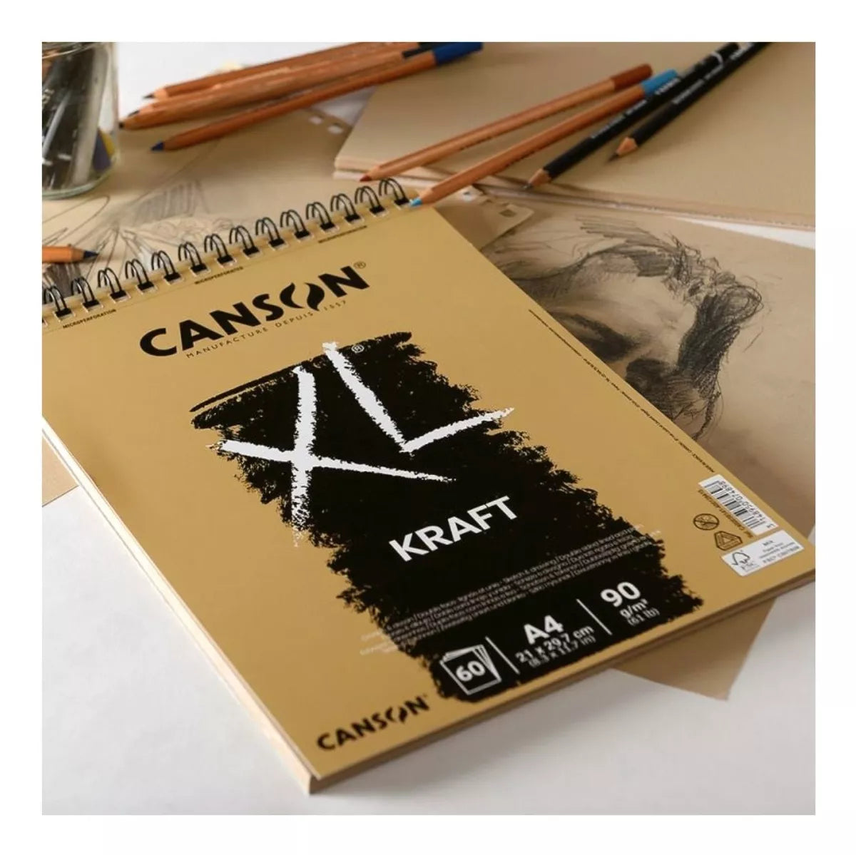 Cuaderno De Dibujo Papel Kraft Canson Album Xl 21x29.7cm 60h