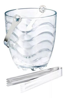 Hielera Vidrio Grueso Hielo Enfriadora Ondas Pinzas Regalo