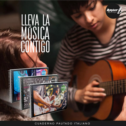 Cuaderno Pautado Musica Italiano Espiral Rayter 50 Hjs Raya