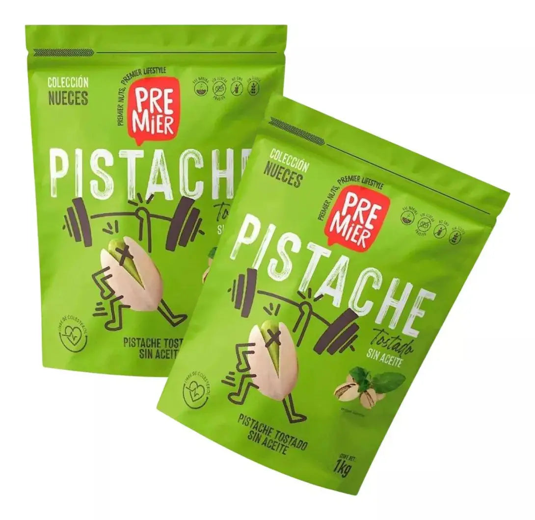 Pack 2 Bolsas Pistache Premier Con Sal De Mar 1 Kg Cada Uno - Premier