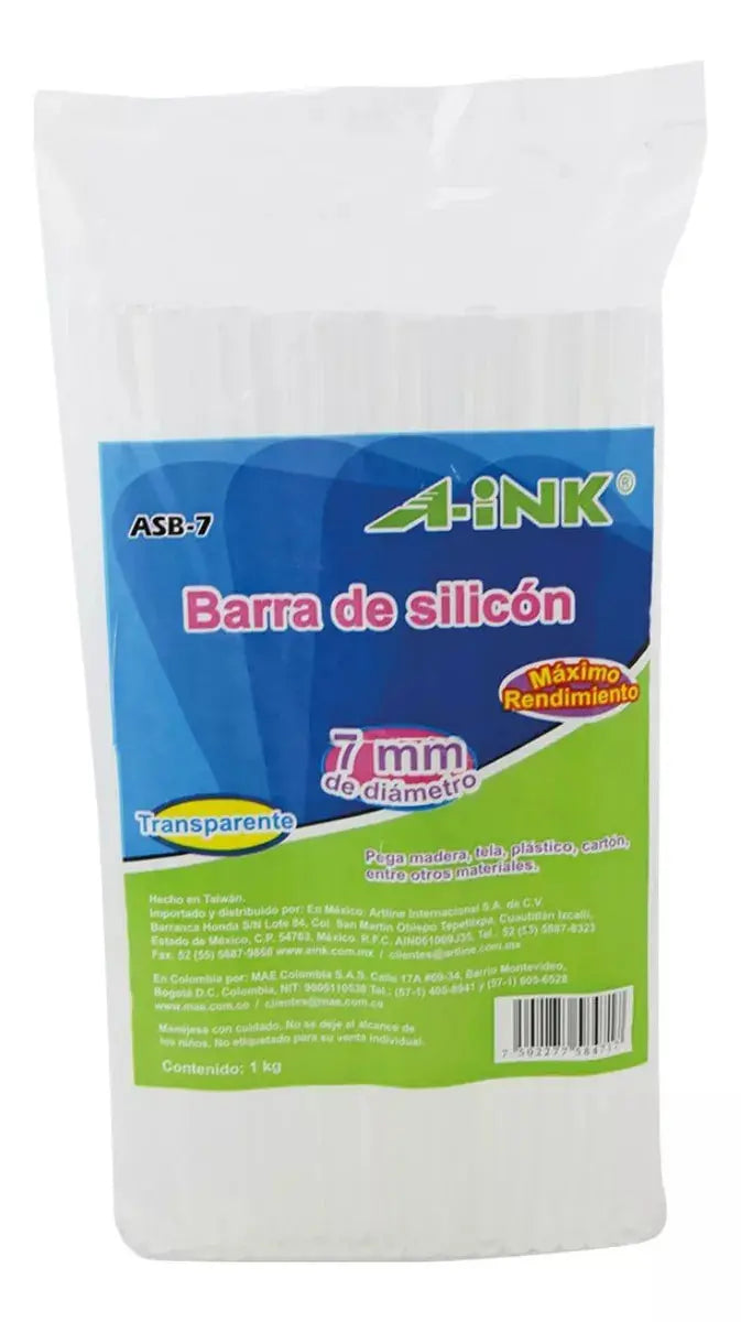 1kg Barra Silicon A-ink 7mm Transparente Pegamento - Mae