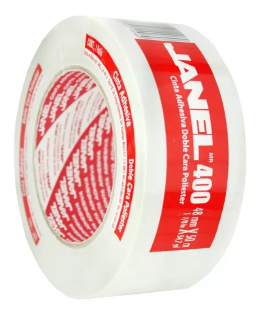 Rollo Cinta Doble Cara Janel 400 Poliester .48x50m Adhesiva - Marchante MX