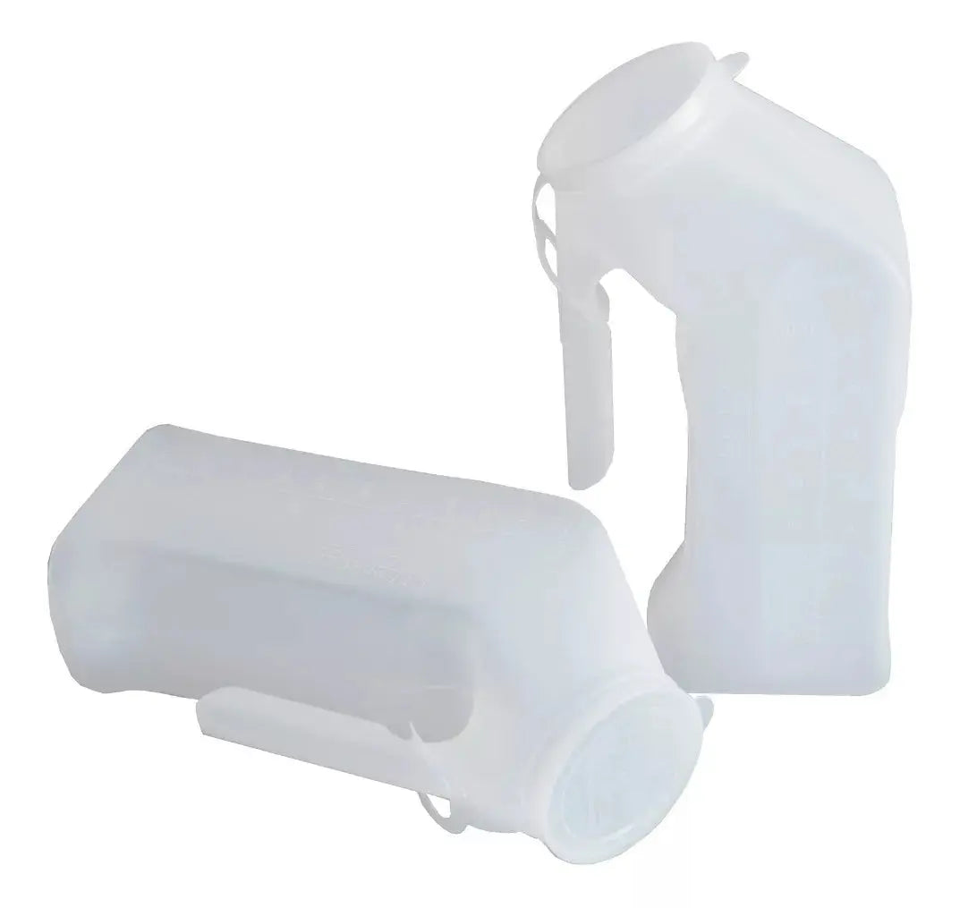 Orinal Pato Masculino Graduado Tapa Translucido 1L Medegen - Medegen - vista lateral