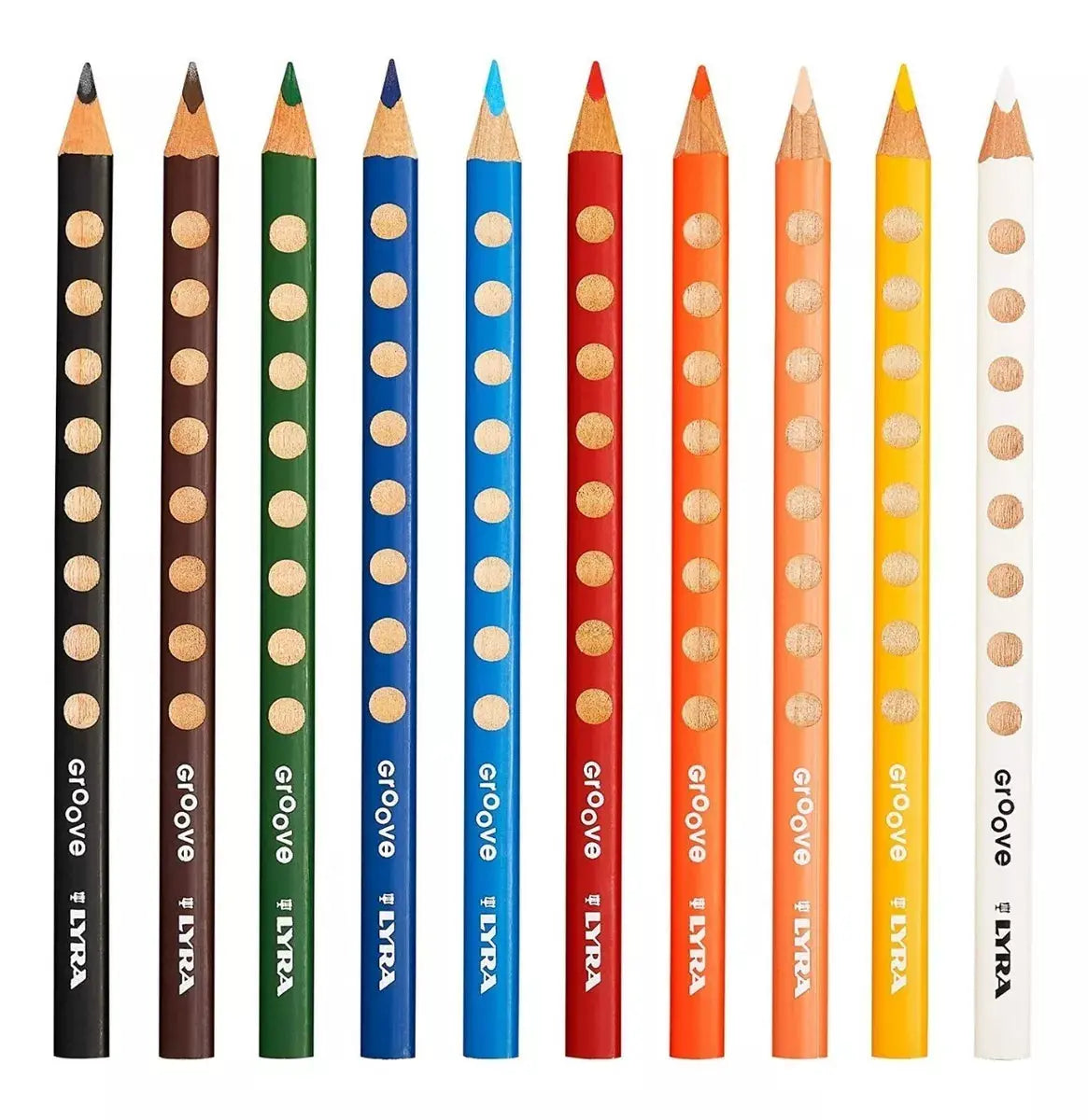 10 Lápices De Colores Triangular Lyra Groove Grip Natural - lyra