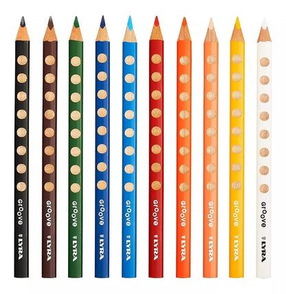 10 Lápices De Colores Triangular Lyra Groove Grip Natural - lyra