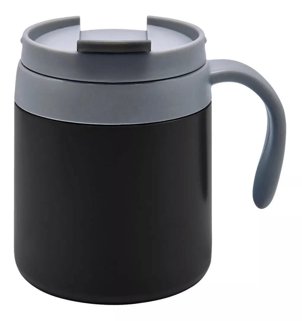 Taza Termo 350ml Negro Plastico Y Acero Inoxidable