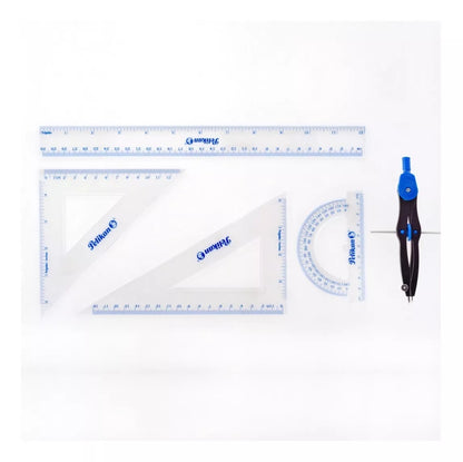 Juego Geométrico 5pzas Mediano Plástico Pelikan Escolar