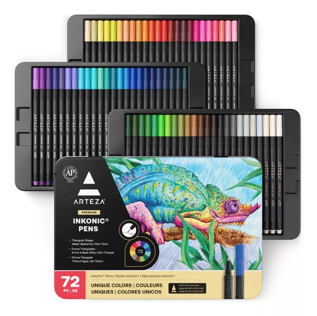 72 Boligrafos Fineliner Inkonic 0.4 Mm Colores Arteza