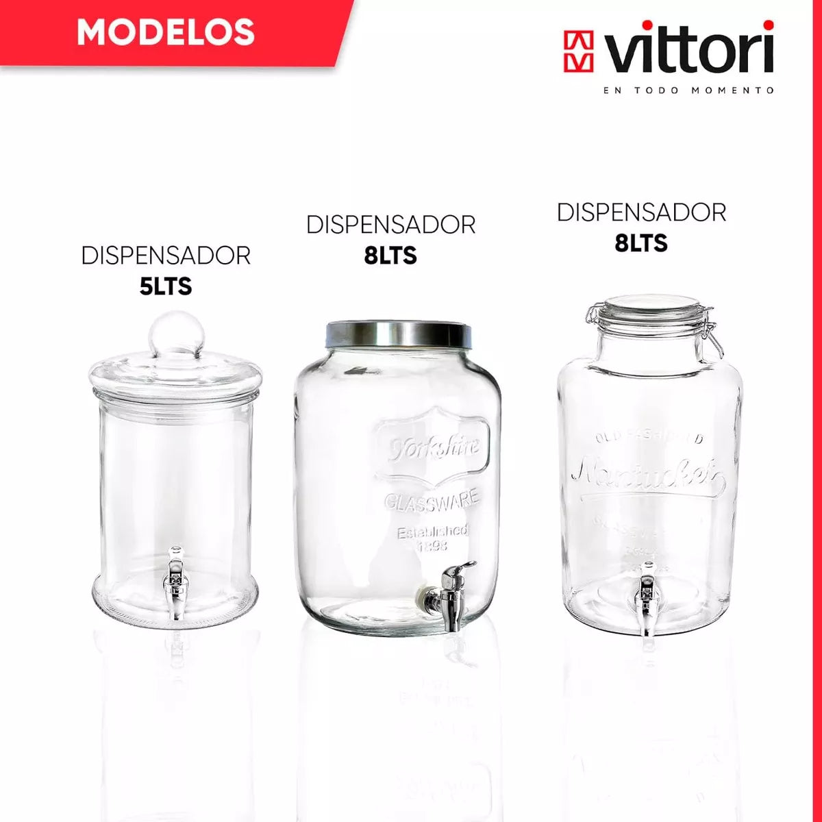 Dispensador Vitrolero 4.8l Tapa Canica Vidrio Cristalino