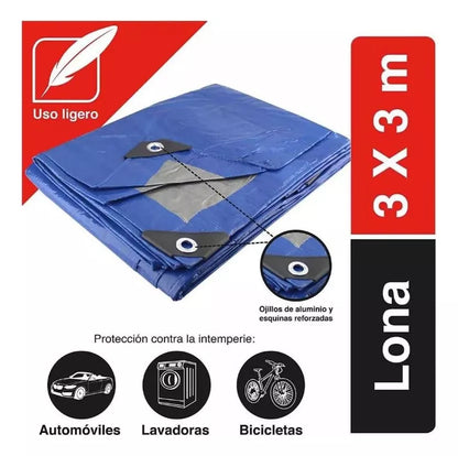 Lona Uso Ligero Santul 3x3m Sellado Térmico Azul 5442 - Marchante MX