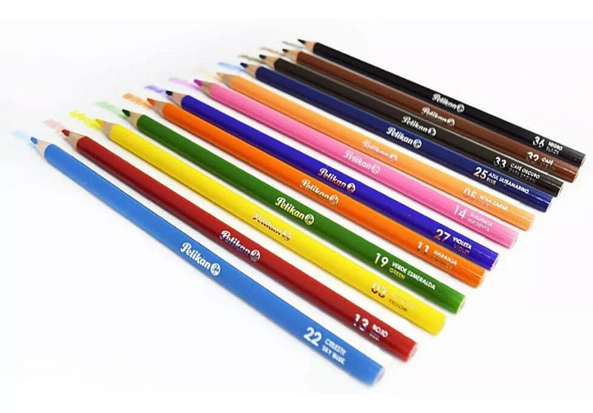 Caja 18 Lápices Colores Escolares Pelikan+sacapuntas Gratis