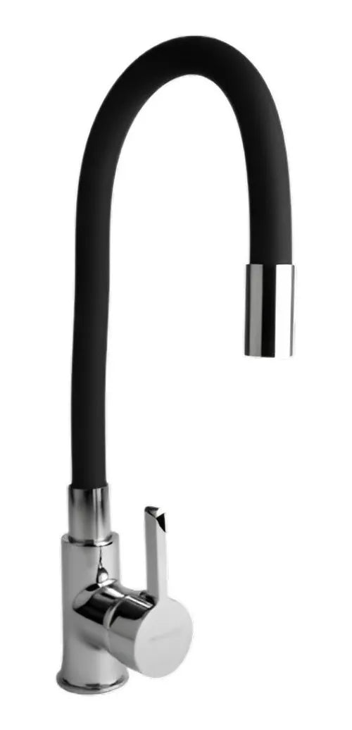 Llave Monomando Snake Cromo Fregadero Negro Cuello Flexible