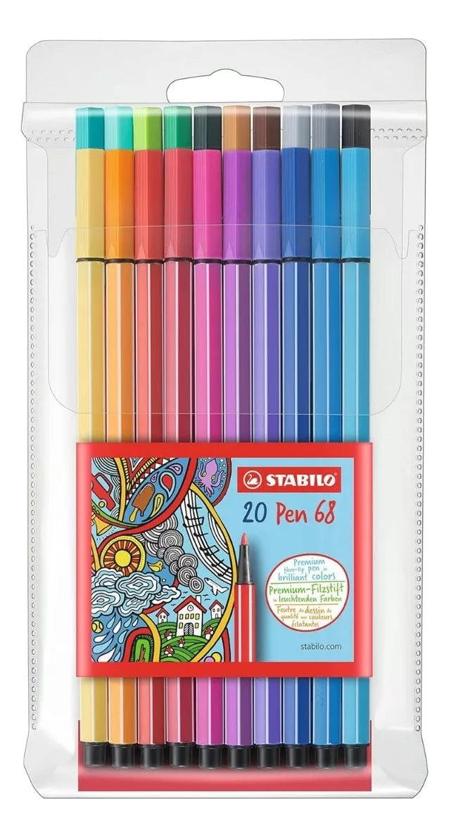 20 Rotuladores Stabilo Pen 68 Marcadores Colores Surtidos