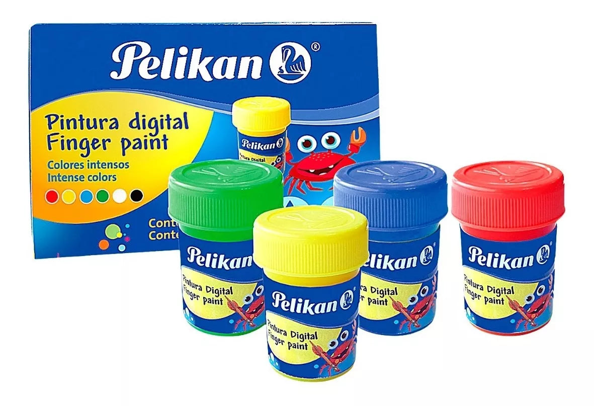 6 Pinturas Digital 25ml Pelikan Colores Escolar Dedos Niños