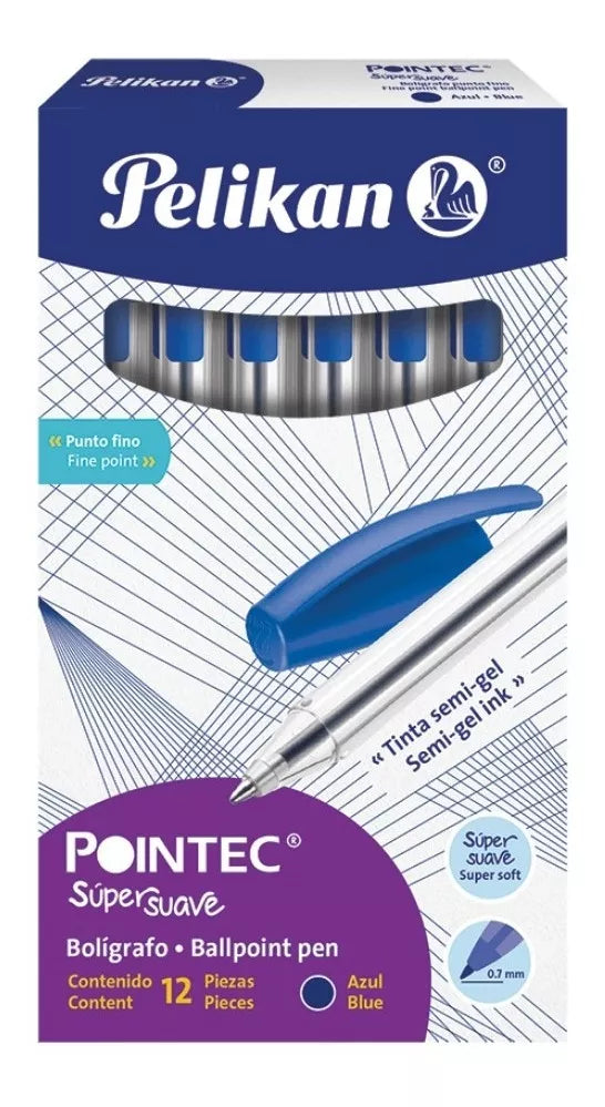 Bolígrafos Tinta Semigel Pointec Pelikan Punto Fino 0.7mm 12 Piezas Elegir Color - MarchanteMX