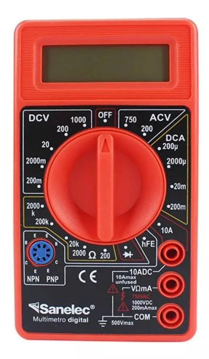 Multimetro digital Sanelec Dt-830b 250-750v Modelo 1585 - Sanelec - vista lateral