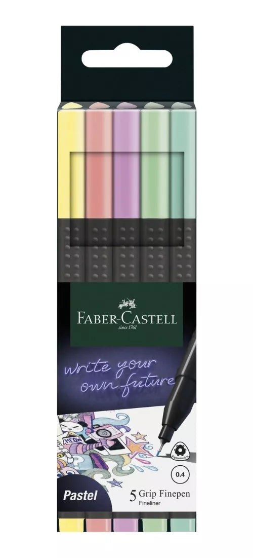 5 Rotuladores Faber Castell Pastel Grip Finepen Punta Fina
