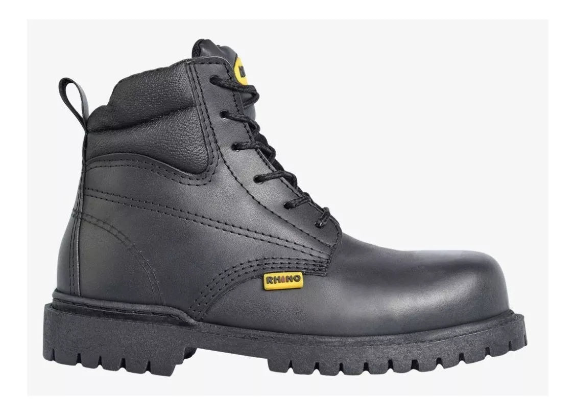 Bota Piel Trabajo Industrial Rhino Negra Dieléctrica Puntera